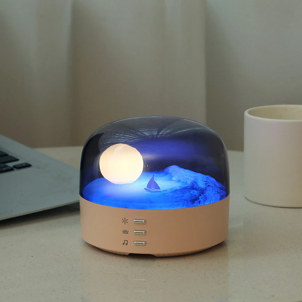3D Mystisk Måne LED Nattlampa Högtalare | Veska