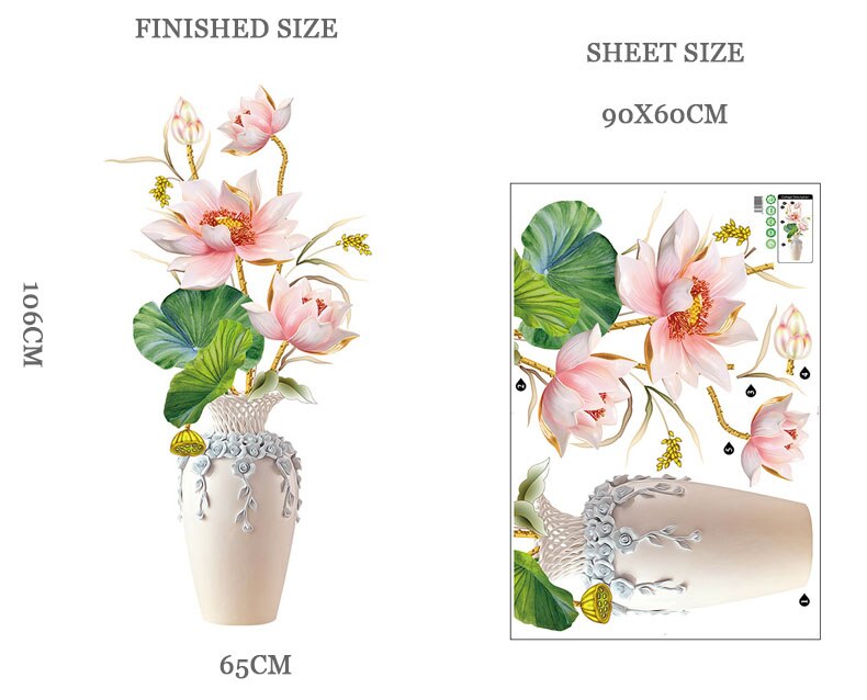 3D Påfågel Blomma Stil Väggklistermärken | Veska vas A