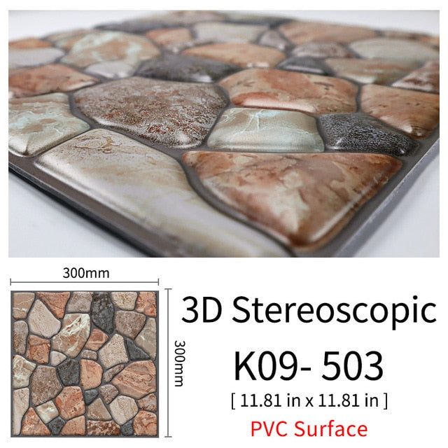 3D Självhäftande Brostenskväggmärken | Veska 503 10Pcs 30x30cm