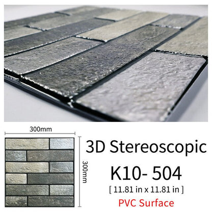 3D Självhäftande Brostenskväggmärken | Veska 504 10Pcs 30x30cm