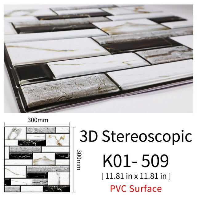 3D Självhäftande Brostenskväggmärken | Veska 509 10Pcs 30x30cm