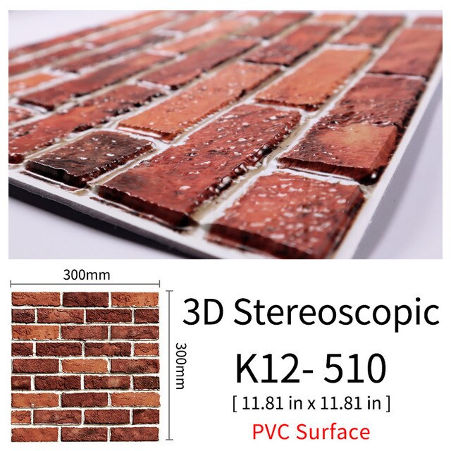 3D Självhäftande Brostenskväggmärken | Veska 510 10Pcs 30x30cm