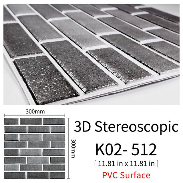 3D Självhäftande Brostenskväggmärken | Veska 512 10Pcs 30x30cm