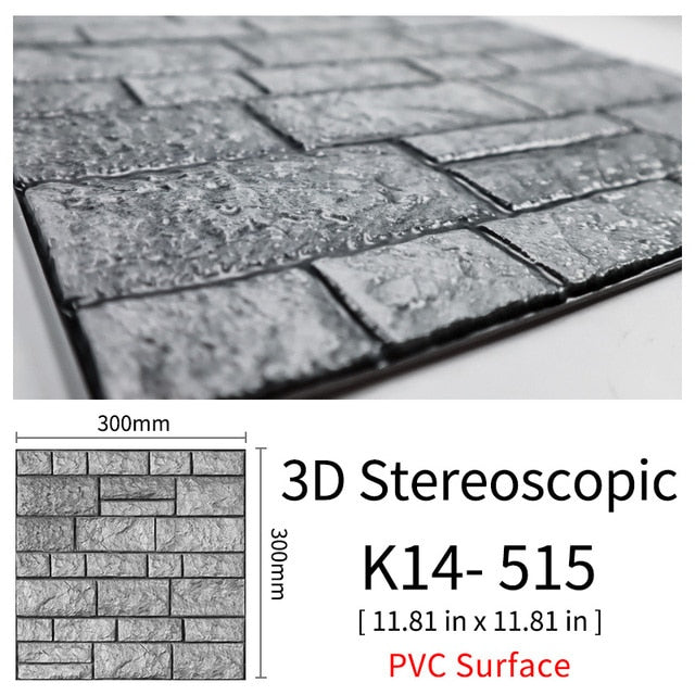 3D Självhäftande Brostenskväggmärken | Veska 515 10Pcs 30x30cm