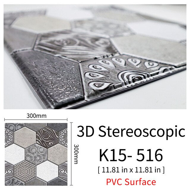 3D Självhäftande Brostenskväggmärken | Veska 516 10Pcs 30x30cm