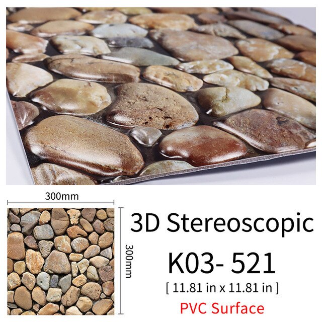 3D Självhäftande Brostenskväggmärken | Veska 521 10Pcs 30x30cm
