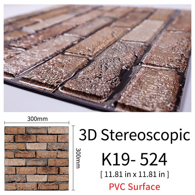 3D Självhäftande Brostenskväggmärken | Veska 524 10Pcs 30x30cm
