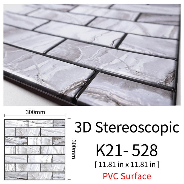3D Självhäftande Brostenskväggmärken | Veska 528 10Pcs 30x30cm