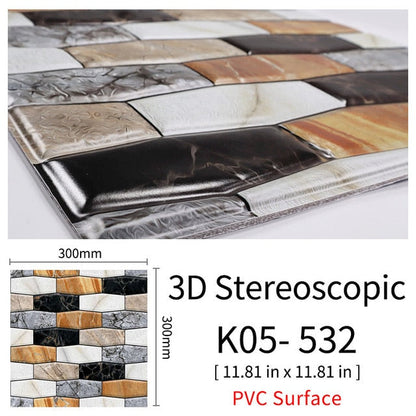 3D Självhäftande Brostenskväggmärken | Veska 532 10Pcs 30x30cm