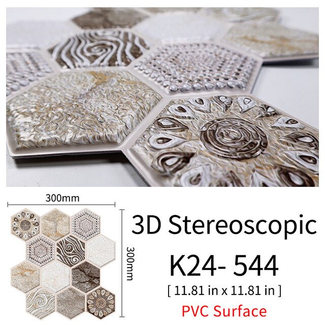 3D Självhäftande Brostenskväggmärken | Veska 544 10Pcs 30x30cm