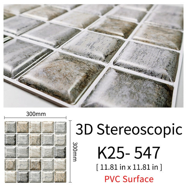 3D Självhäftande Brostenskväggmärken | Veska 547 10Pcs 30x30cm