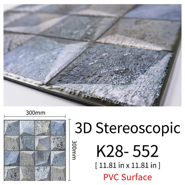 3D Självhäftande Brostenskväggmärken | Veska 552 10Pcs 30x30cm