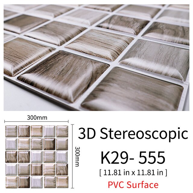 3D Självhäftande Brostenskväggmärken | Veska 555 10Pcs 30x30cm