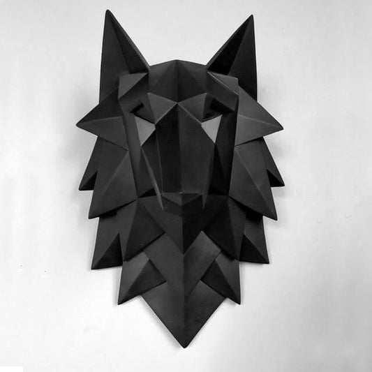 3D Staty Varghuvud Skulptur Heminredning | Veska svart staty 35x24x20cm