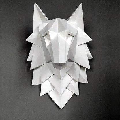 3D Staty Varghuvud Skulptur Heminredning | Veska vit staty 35x24x20cm