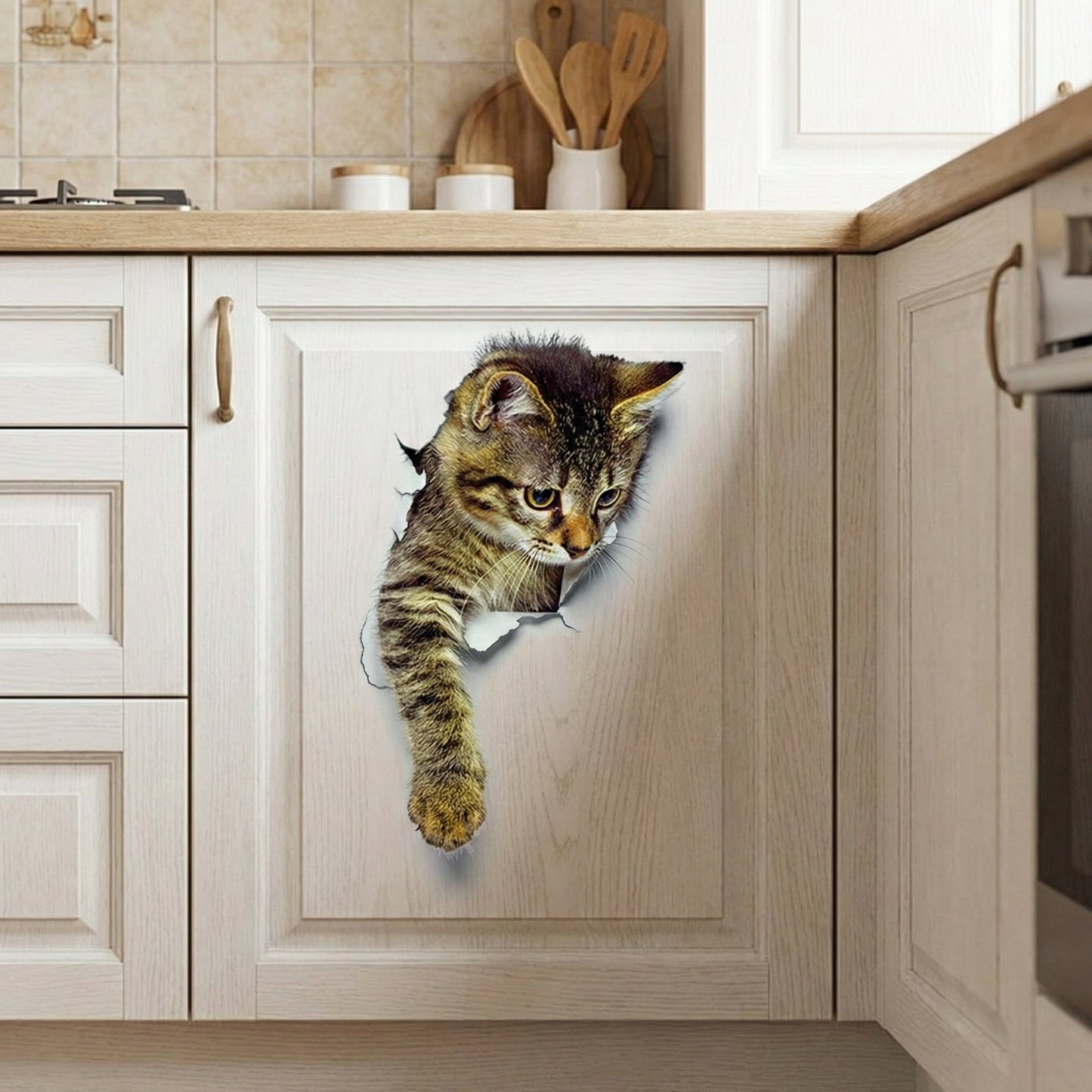 3D Toalett Skydd Katt Klistermärke | Veska