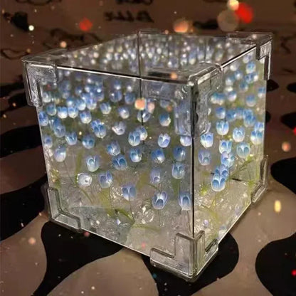 3D Tulpan DIY Blommor Kub Nattlampa | Veska Blå