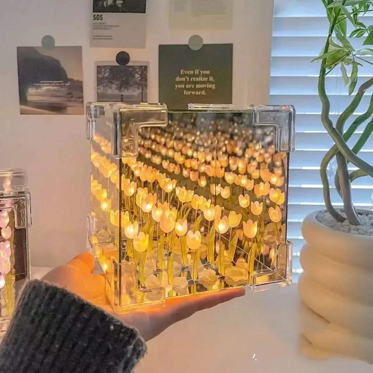 3D Tulpan DIY Blommor Kub Nattlampa | Veska Gul