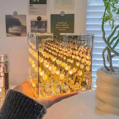 3D Tulpan DIY Blommor Kub Nattlampa | Veska Gul