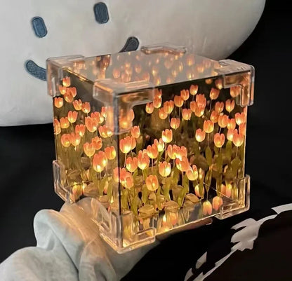 3D Tulpan DIY Blommor Kub Nattlampa | Veska Rosa