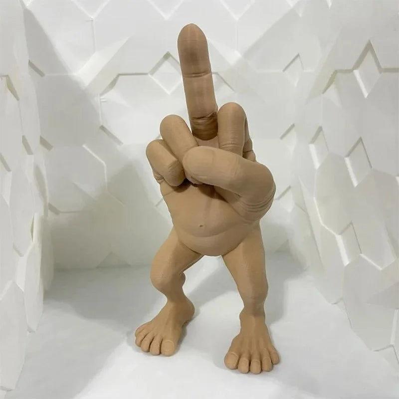3D Utskriven Långfinger Rolig Dekor | Veska ljusbrun