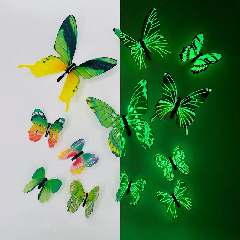 3D Väggkonst Magisk Luminös Fjäril | Veska grön