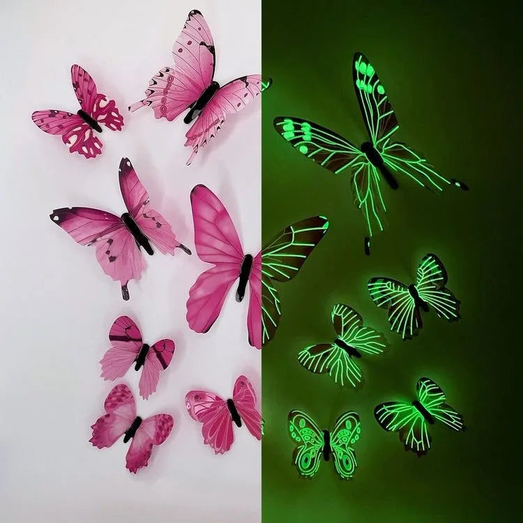 3D Väggkonst Magisk Luminös Fjäril | Veska Rosa