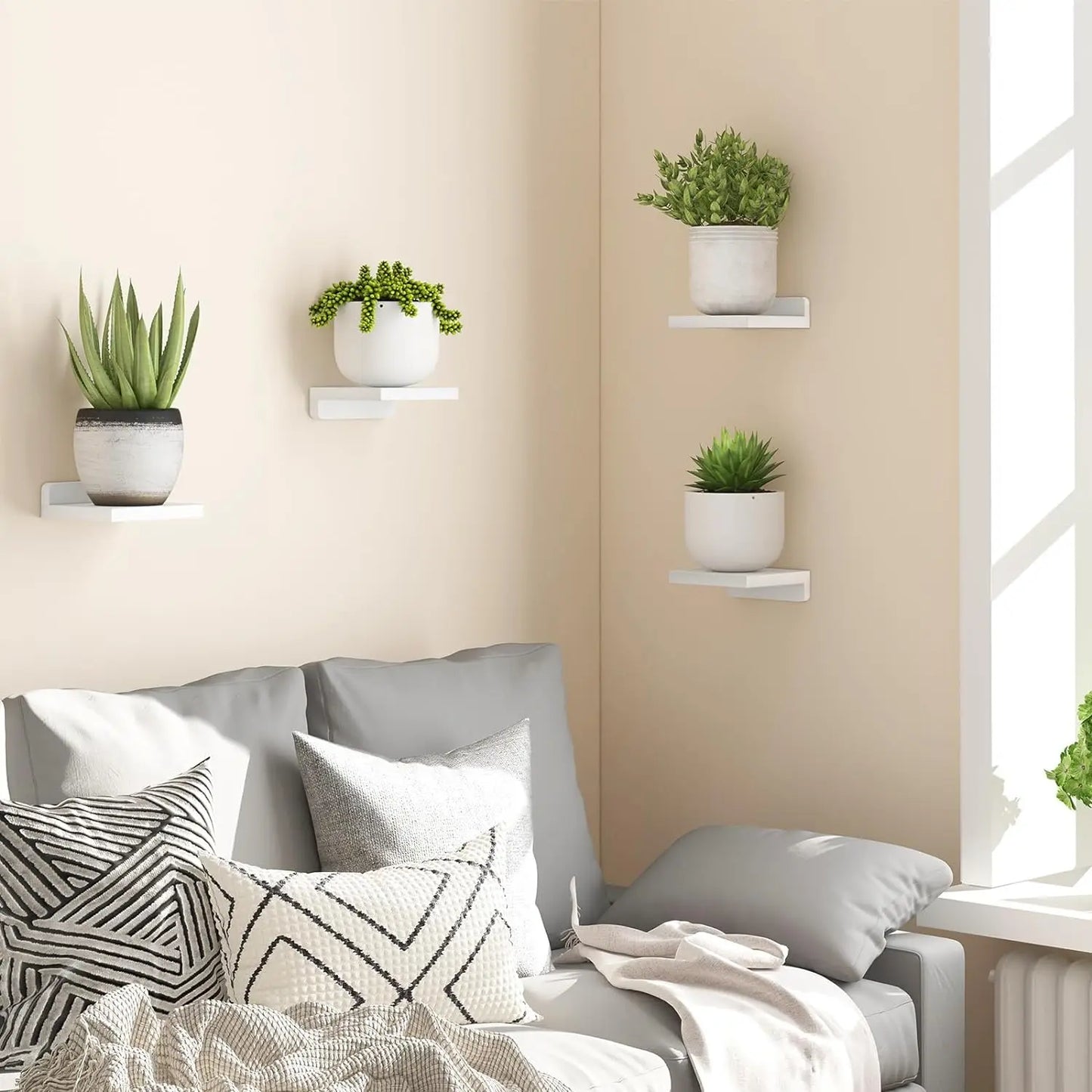 4-Pack Små Flytande Trähyllor | Veska