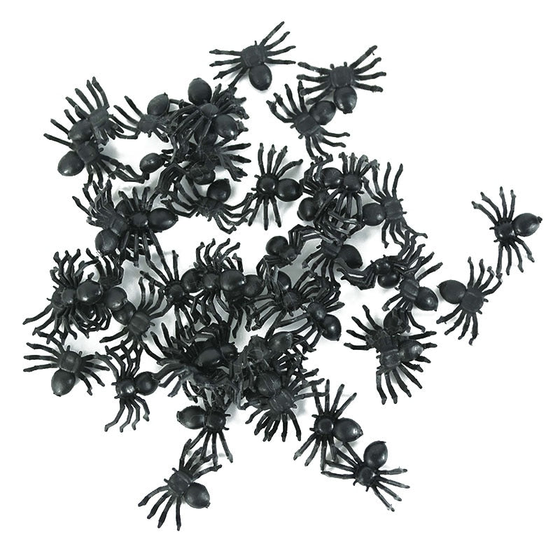 50Pcs Luminösa Glödande Spindlar Halloween Dekoration | Veska 50PCS Normala Spindlar