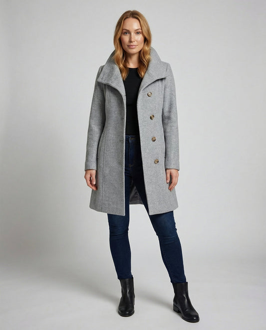 Veska | Elegant Vinterkappa för Dam | Lång Skärning och Värmande Komfort