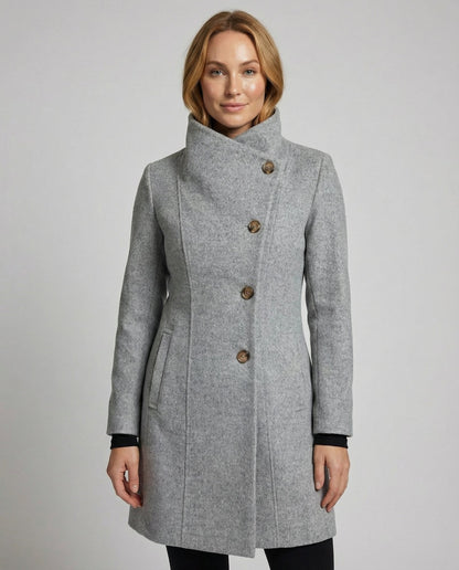 Veska | Elegant Vinterkappa för Dam | Lång Skärning och Värmande Komfort