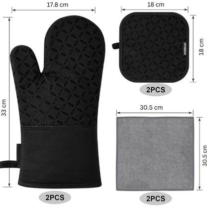 6-delarsset värmetåliga ugnsvantar och grytlappar | Veska