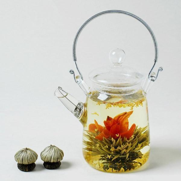 6 Orientaliska Blommande Teer + Teapot | Veska