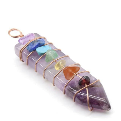 7 Chakra Svärdspets Hänge | Veska Ametist
