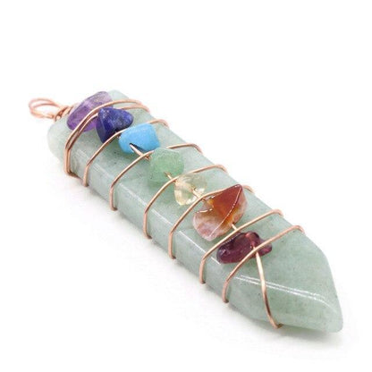 7 Chakra Svärdspets Hänge | Veska Grön aventurine