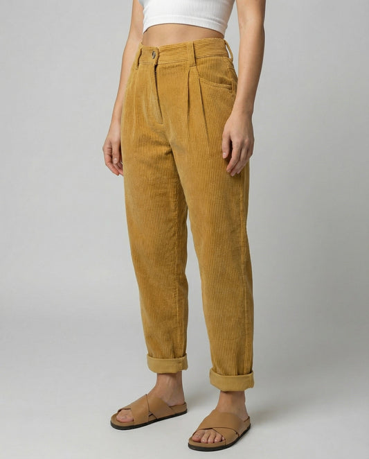 Veska | Kordbyxor för Dam | Hög Midja och Bekväm Passform