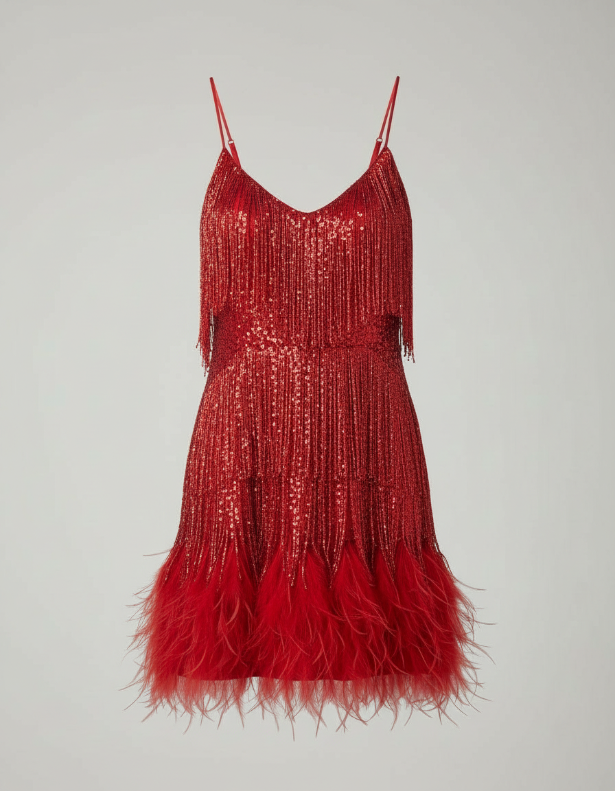 Veska | Cocktailklänning med Paljetter | Figursydd Silhuett och Glamour