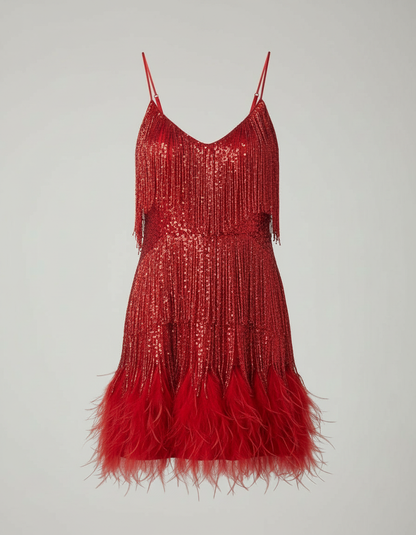 Veska | Cocktailklänning med Paljetter | Figursydd Silhuett och Glamour