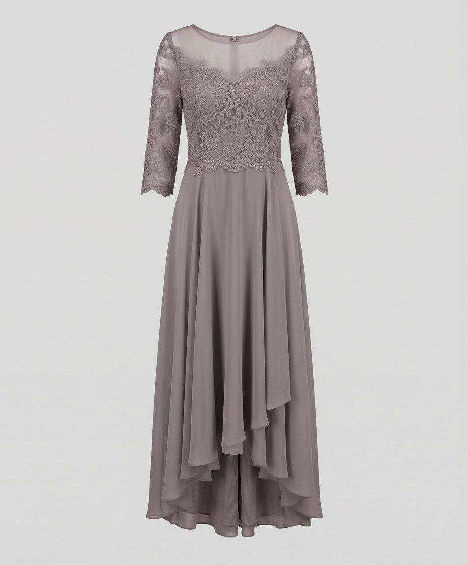 Veska | Elegant Aftonklänning med Spets | Ankellång Design för Fest