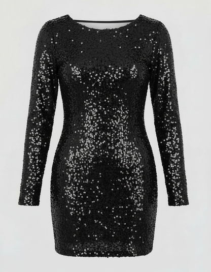 Veska | Ryggenlös Glittrande Vinterklänning för Dam | Festlig och Elegant Design