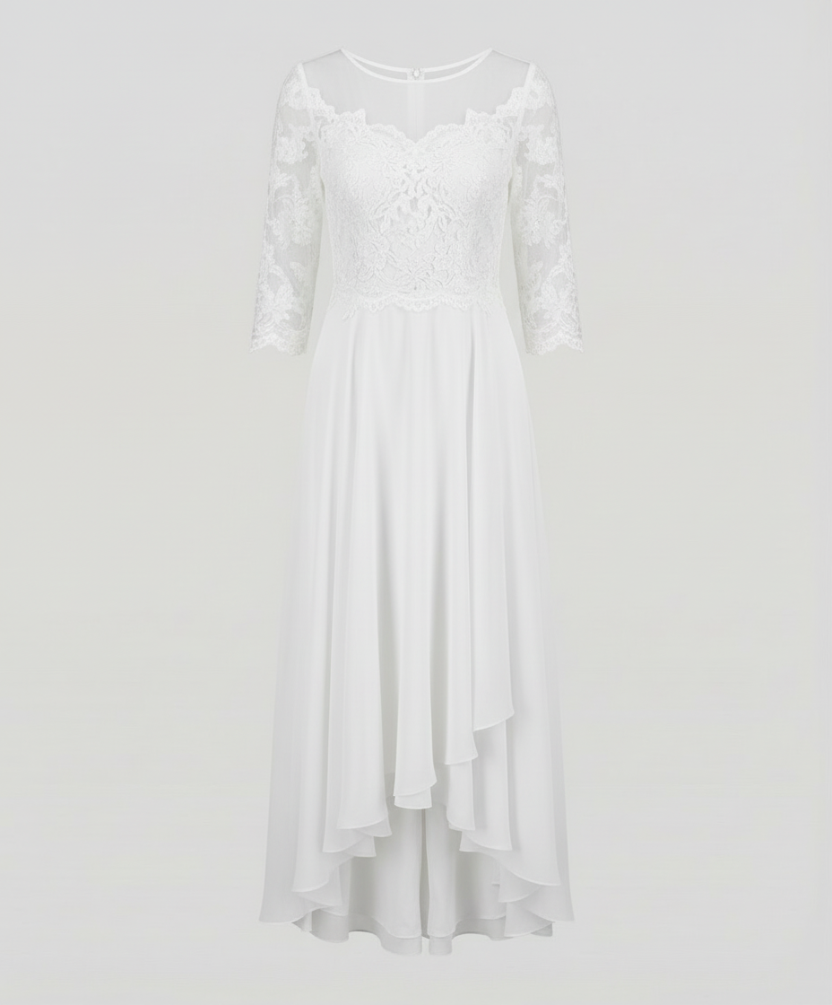 Veska | Elegant Aftonklänning med Spets | Ankellång Design för Fest