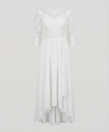 Veska | Elegant Aftonklänning med Spets | Ankellång Design för Fest