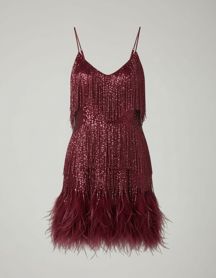 Veska | Cocktailklänning med Paljetter | Figursydd Silhuett och Glamour