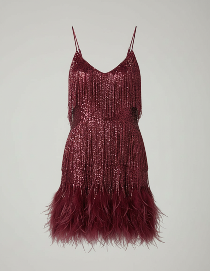 Veska | Cocktailklänning med Paljetter | Figursydd Silhuett och Glamour