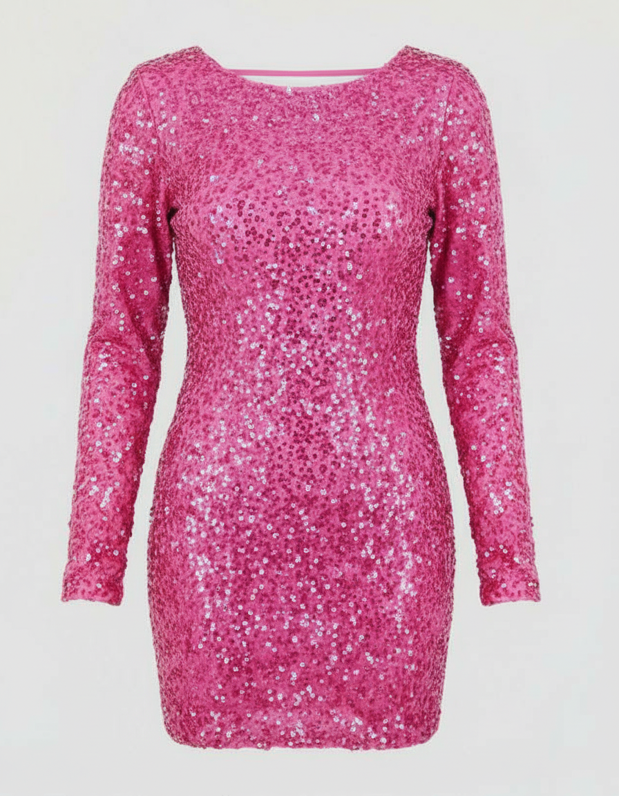 Veska | Ryggenlös Glittrande Vinterklänning för Dam | Festlig och Elegant Design