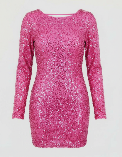 Veska | Ryggenlös Glittrande Vinterklänning för Dam | Festlig och Elegant Design