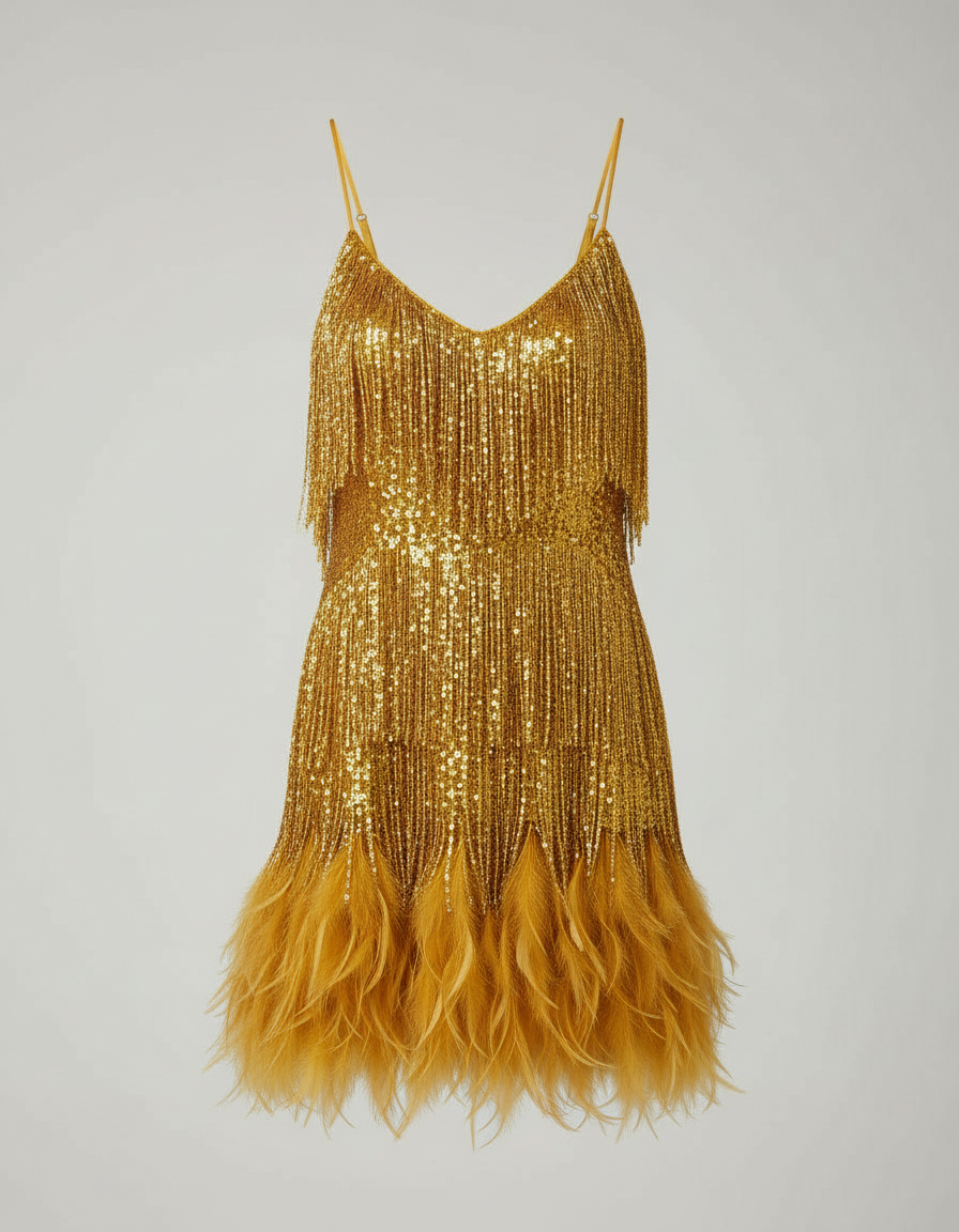 Veska | Cocktailklänning med Paljetter | Figursydd Silhuett och Glamour