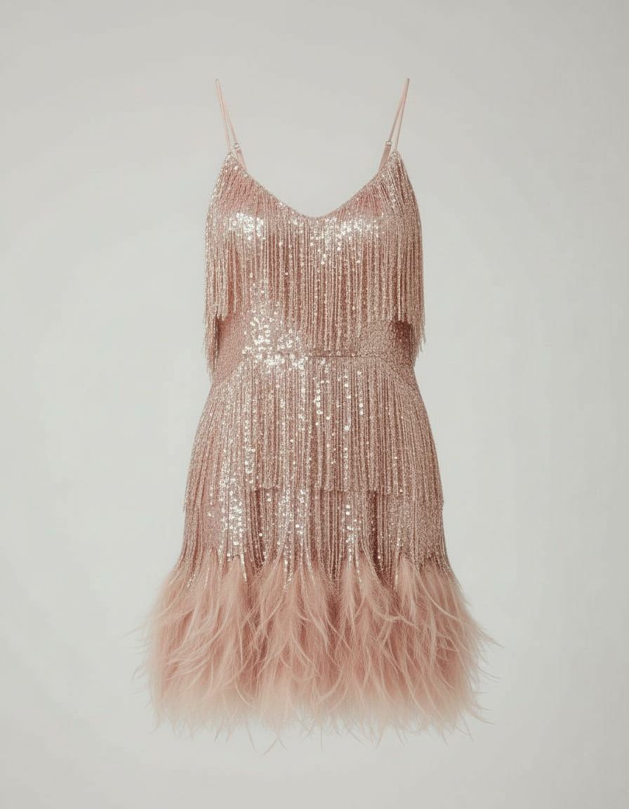 Veska | Cocktailklänning med Paljetter | Figursydd Silhuett och Glamour