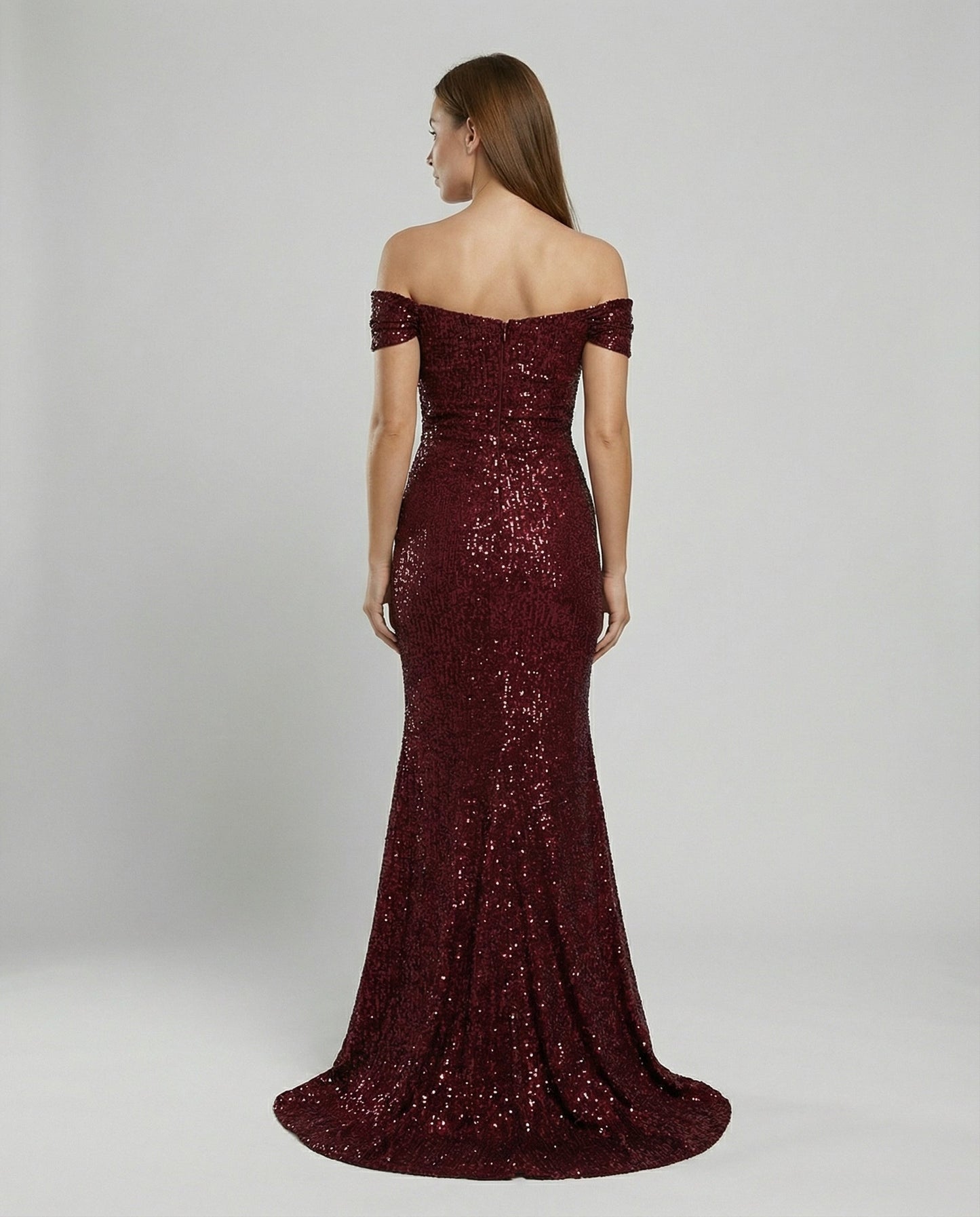 Veska | Off Shoulder Aftonklänning för Dam | Paljetter och Figurnära Snitt