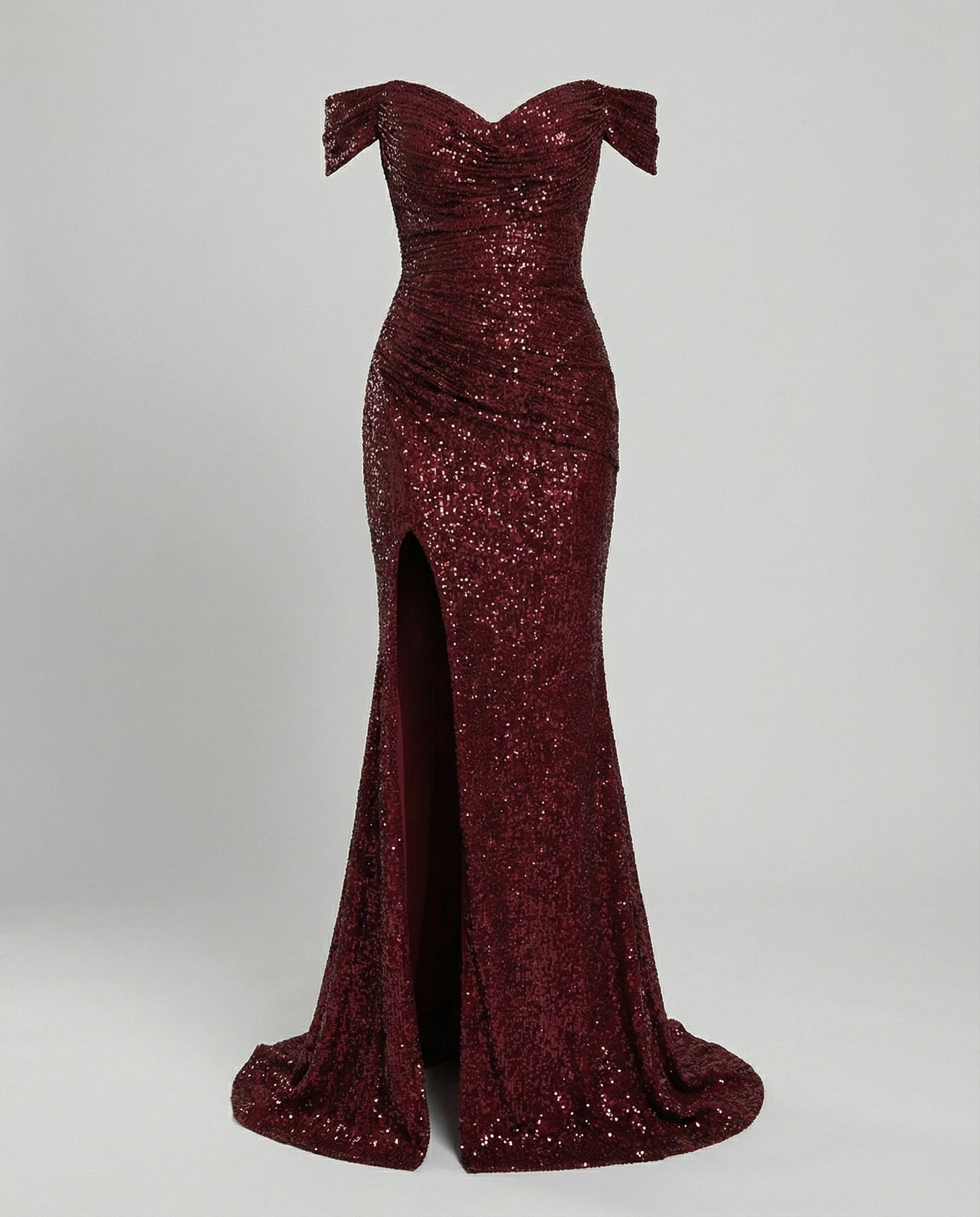 Veska | Off Shoulder Aftonklänning för Dam | Paljetter och Figurnära Snitt